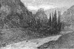 Usson: a nineteenth century etching. The castle is visible on a pog in the centre of the picture