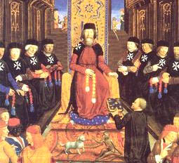 Grand Master and senior knights Hospitaller<br>
                      in the 14th century